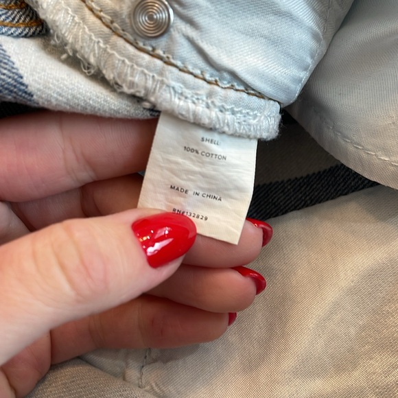 Superdown Blue and White Striped High Rise Denim Shorts - Picture 4 of 4